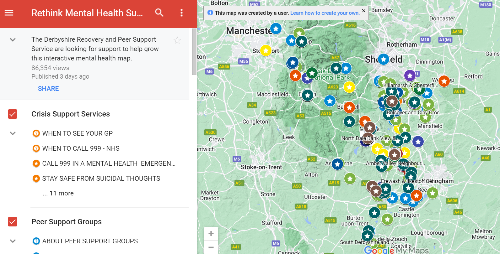 map of Mental Health help in Chesterfield